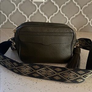 Rebecca Minkoff Dark Green Bag Bryn Leather Camera Bag with Guitar Strap